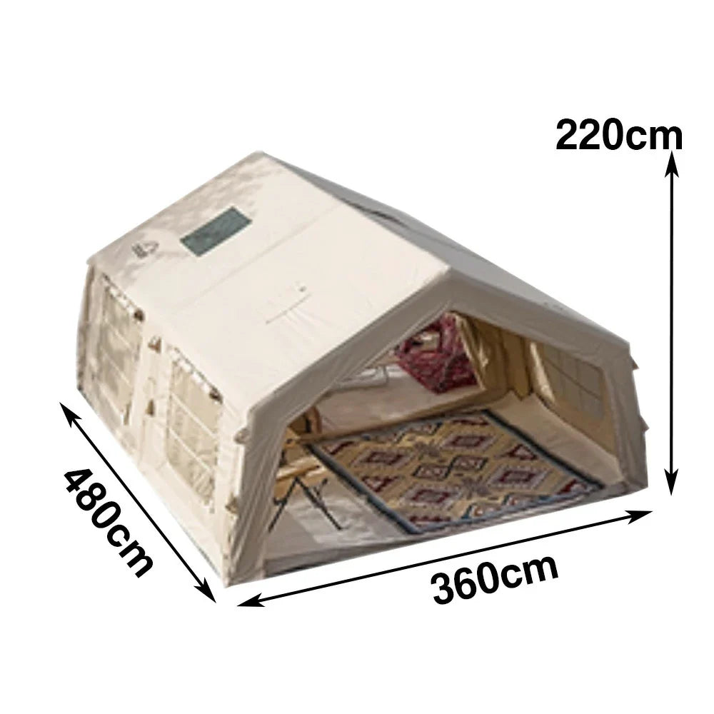 TREKKA 17.2 Square Meter Pro Camping Tent -All-Season Outdoor Shelter Upgraded Poly-Cotton Fabric, Large Panoramic Windows, Spacious Interior  - Off White