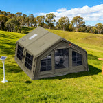 TREKKA 17.2 Square Meter Pro Camping Tent -All-Season Outdoor Shelter Upgraded Poly-Cotton Fabric, Large Panoramic Windows, Spacious Interior  - Army Green