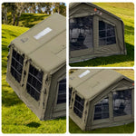 TREKKA 17.2 Square Meter Pro Camping Tent -All-Season Outdoor Shelter Upgraded Poly-Cotton Fabric, Large Panoramic Windows, Spacious Interior  - Army Green
