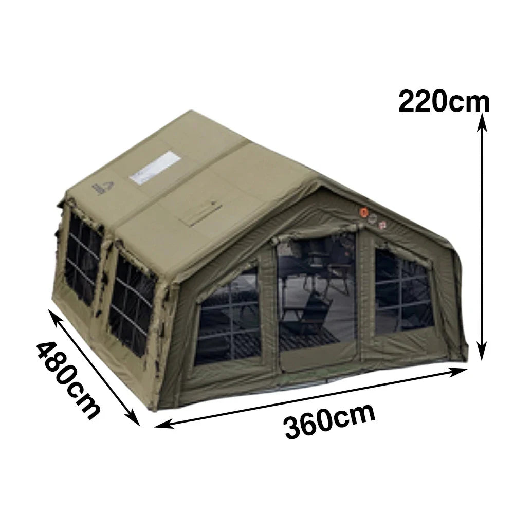 TREKKA 17.2 Square Meter Pro Camping Tent -All-Season Outdoor Shelter Upgraded Poly-Cotton Fabric, Large Panoramic Windows, Spacious Interior  - Army Green