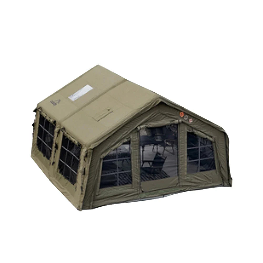 TREKKA 17.2 Square Meter Pro Camping Tent -All-Season Outdoor Shelter Upgraded Poly-Cotton Fabric, Large Panoramic Windows, Spacious Interior  - Army Green