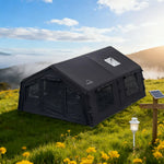 TREKKA 17.2 Square Meter Pro Camping Tent -All-Season Outdoor Shelter Upgraded Poly-Cotton Fabric, Large Panoramic Windows, Spacious Interior  - Black