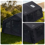 TREKKA 17.2 Square Meter Pro Camping Tent -All-Season Outdoor Shelter Upgraded Poly-Cotton Fabric, Large Panoramic Windows, Spacious Interior  - Black