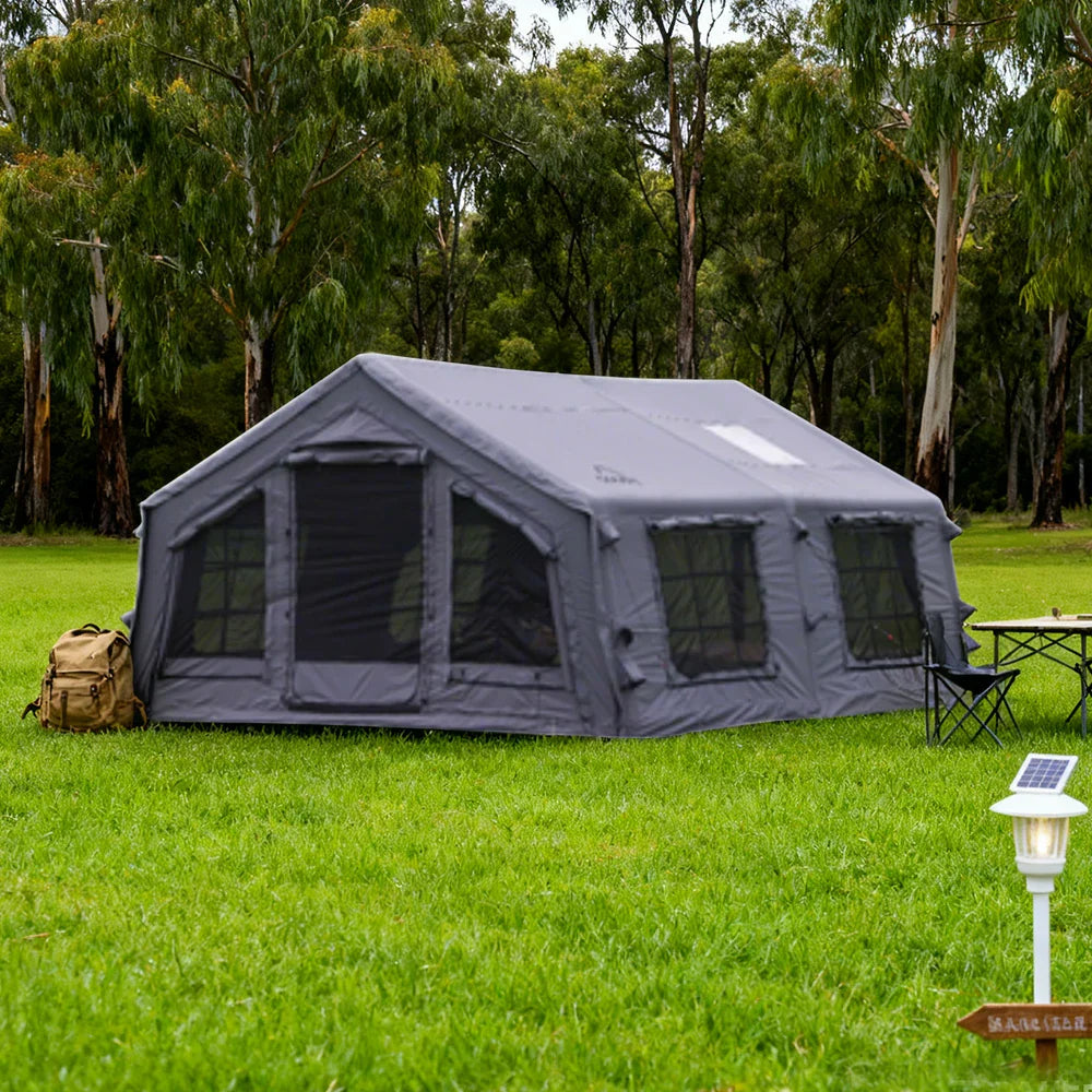 TREKKA 17.2 Square Meter Pro Camping Tent -All-Season Outdoor Shelter Upgraded Poly-Cotton Fabric, Large Panoramic Windows, Spacious Interior  - Grey