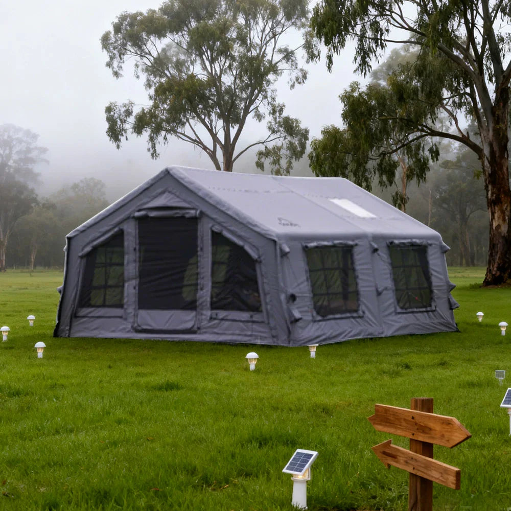 TREKKA 17.2 Square Meter Pro Camping Tent -All-Season Outdoor Shelter Upgraded Poly-Cotton Fabric, Large Panoramic Windows, Spacious Interior  - Grey