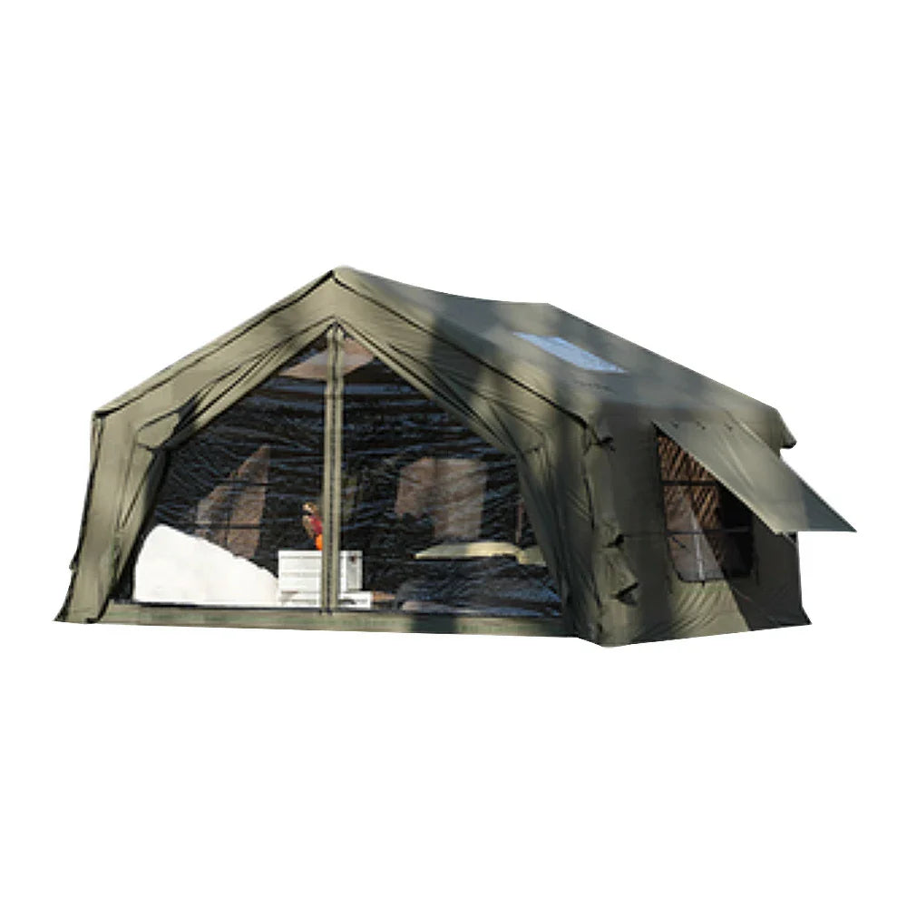 TREKKA 10 Square Meter Camping Tent - Durable Poly-Cotton Fabric, Panoramic TPU Windows, Spacious Interior, All-Season Outdoor Shelter - Army Green