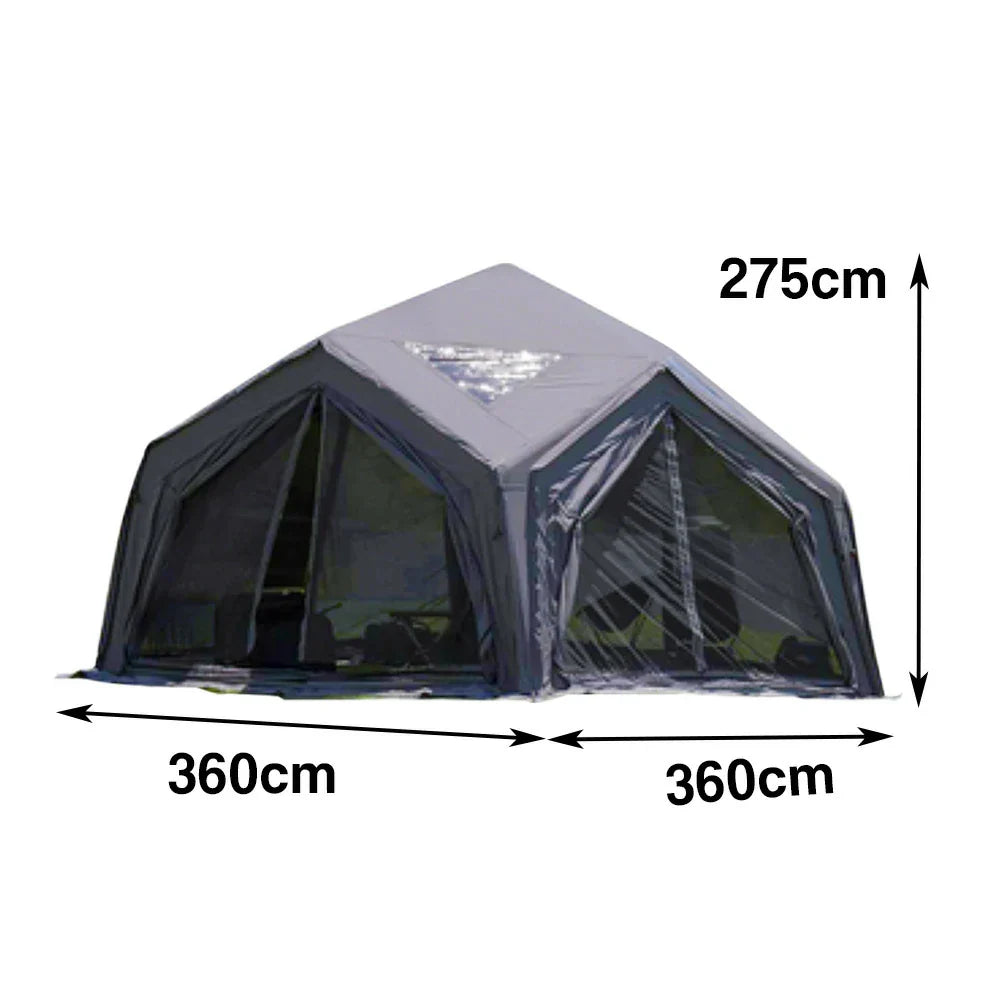TREKKA 13 Square Meter Hub Station Camping Tent - Multi-Side Expandable Design, Panoramic Mesh Windows, Spacious All-Season Shelter - Grey
