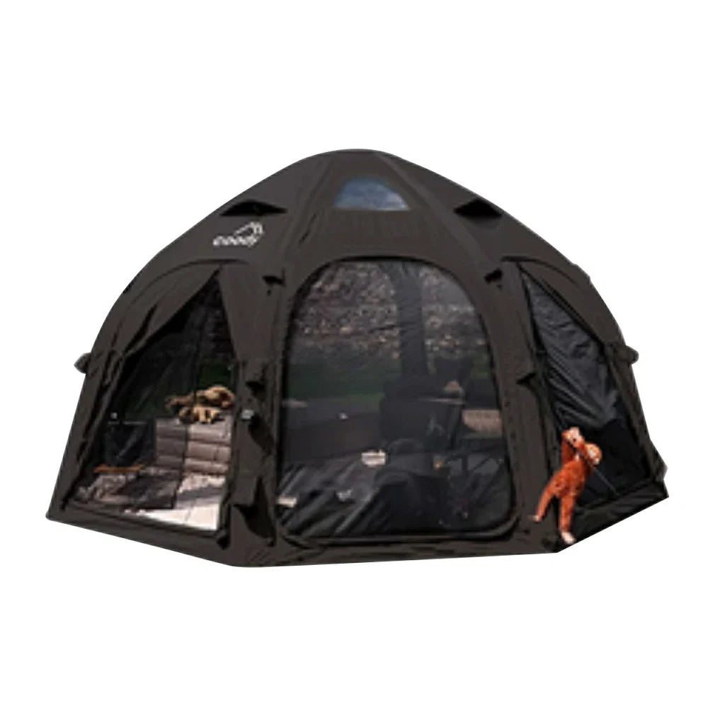 TREKKA Dome Camping Tent - Durable Weather-Resistant Fabric, Panoramic Ventilation Windows, Includes Rolling Carry Bag - Black