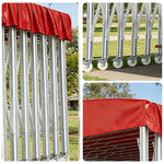 TREKKA Outdoor Retractable Canopy Tent - 5/7/8m Heavy-Duty Telescopic Frame Lockable Wheels Waterproof & UV-Resistant Fabric Space-Saving Design - Red