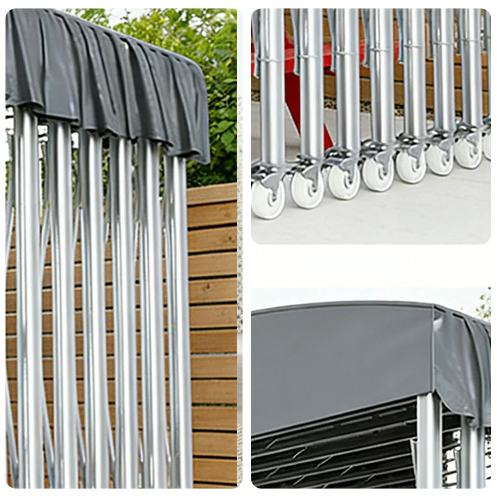 TREKKA Outdoor Retractable Canopy Tent - 5/7/8m Heavy-Duty Telescopic Frame Lockable Wheels Waterproof & UV-Resistant Fabric Space-Saving Design - Grey