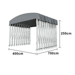 TREKKA Outdoor Retractable Canopy Tent - 5/7/8m Heavy-Duty Telescopic Frame Lockable Wheels Waterproof & UV-Resistant Fabric Space-Saving Design - Grey