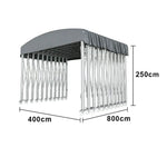 TREKKA Outdoor Retractable Canopy Tent - 5/7/8m Heavy-Duty Telescopic Frame Lockable Wheels Waterproof & UV-Resistant Fabric Space-Saving Design - Grey