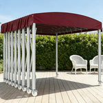 TREKKA Outdoor Retractable Canopy Tent - 5/7/8m Heavy-Duty Telescopic Frame Lockable Wheels Waterproof & UV-Resistant Fabric Space-Saving Design - Wine Red
