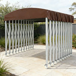 TREKKA Outdoor Retractable Canopy Tent - 5/7/8m Heavy-Duty Telescopic Frame Lockable Wheels Waterproof & UV-Resistant Fabric Space-Saving Design - Coffee