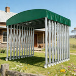 TREKKA Outdoor Retractable Canopy Tent - 5/7/8m Heavy-Duty Telescopic Frame Lockable Wheels Waterproof & UV-Resistant Fabric Space-Saving Design - Green