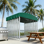 TREKKA Outdoor Retractable Canopy Tent - 5/7/8m Heavy-Duty Telescopic Frame Lockable Wheels Waterproof & UV-Resistant Fabric Space-Saving Design - Green