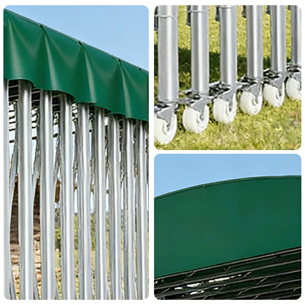 TREKKA Outdoor Retractable Canopy Tent - 5/7/8m Heavy-Duty Telescopic Frame Lockable Wheels Waterproof & UV-Resistant Fabric Space-Saving Design - Green