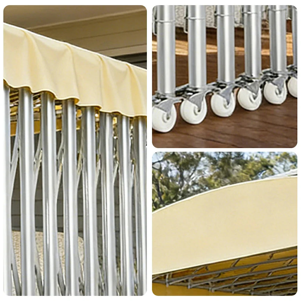 TREKKA Outdoor Retractable Canopy Tent - 5/7/8m Heavy-Duty Telescopic Frame Lockable Wheels Waterproof & UV-Resistant Fabric Space-Saving Design - Beige