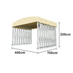 TREKKA Outdoor Retractable Canopy Tent - 5/7/8m Heavy-Duty Telescopic Frame Lockable Wheels Waterproof & UV-Resistant Fabric Space-Saving Design - Beige