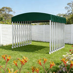 TREKKA Outdoor Retractable Canopy Tent - 5/7/8m Heavy-Duty Telescopic Frame Lockable Wheels Waterproof & UV-Resistant Fabric Space-Saving Design - Dark Green