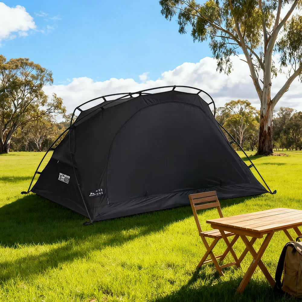 TREKKA Lightweight Backpacking Tent - Teflon Flame-Retardant Ripstop Fabric, Waterproof Design, Aluminum Pole Structure - Black