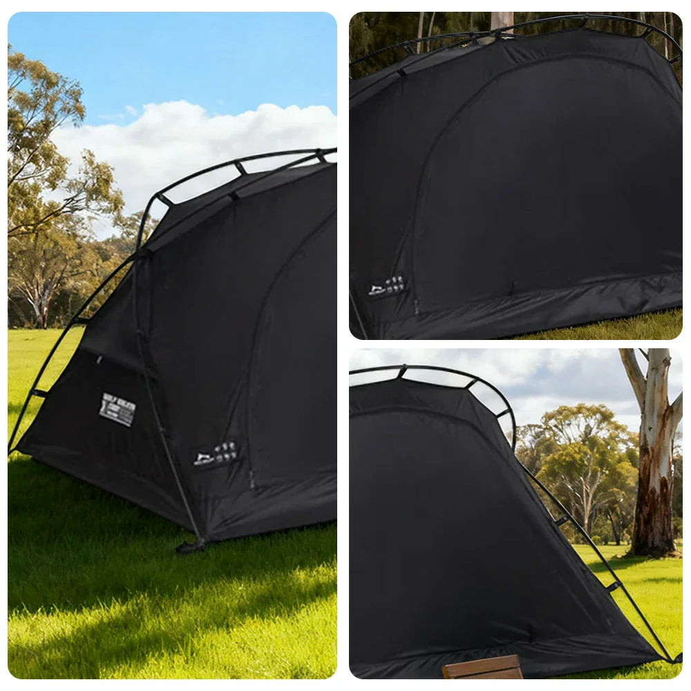 TREKKA Lightweight Backpacking Tent - Teflon Flame-Retardant Ripstop Fabric, Waterproof Design, Aluminum Pole Structure - Black