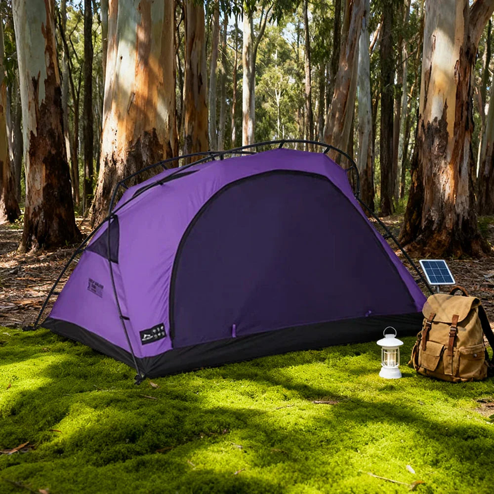 TREKKA Lightweight Backpacking Tent - Teflon Flame-Retardant Ripstop Fabric, Waterproof Design, Aluminum Pole Structure - Purple