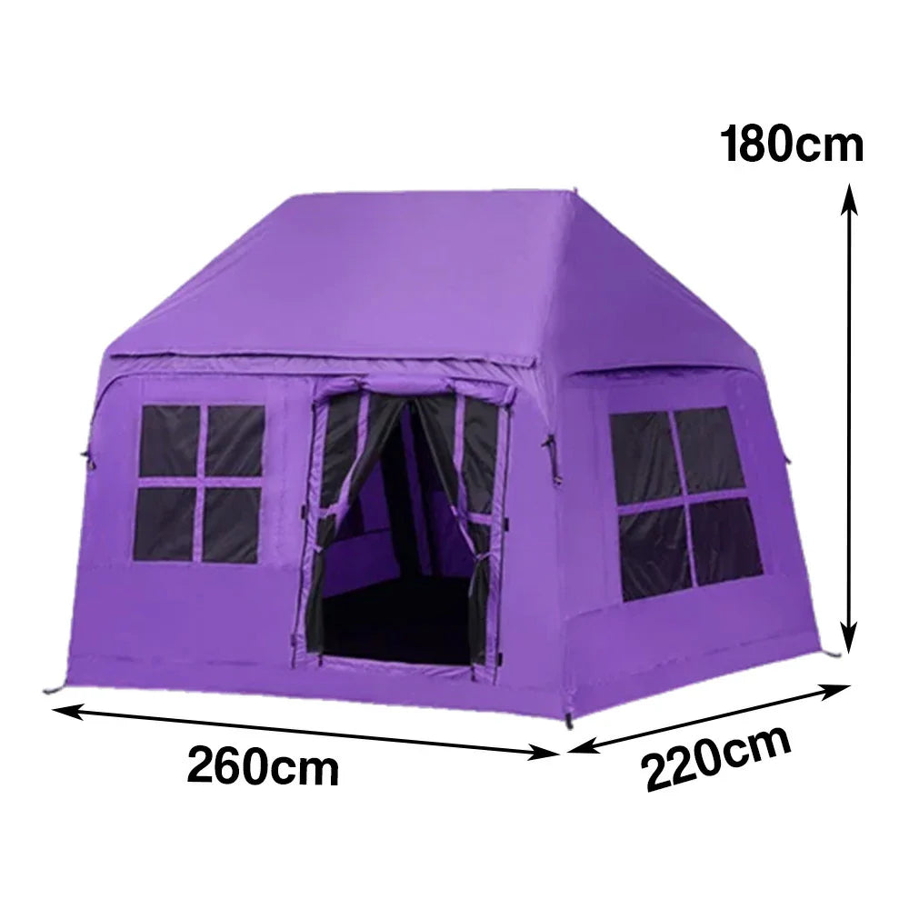 TREKKA Inflatable Cabin Camping Tent - Rapid Setup, Air-Beam Construction, Blackout Fabric, Spacious Family Shelter - Purple