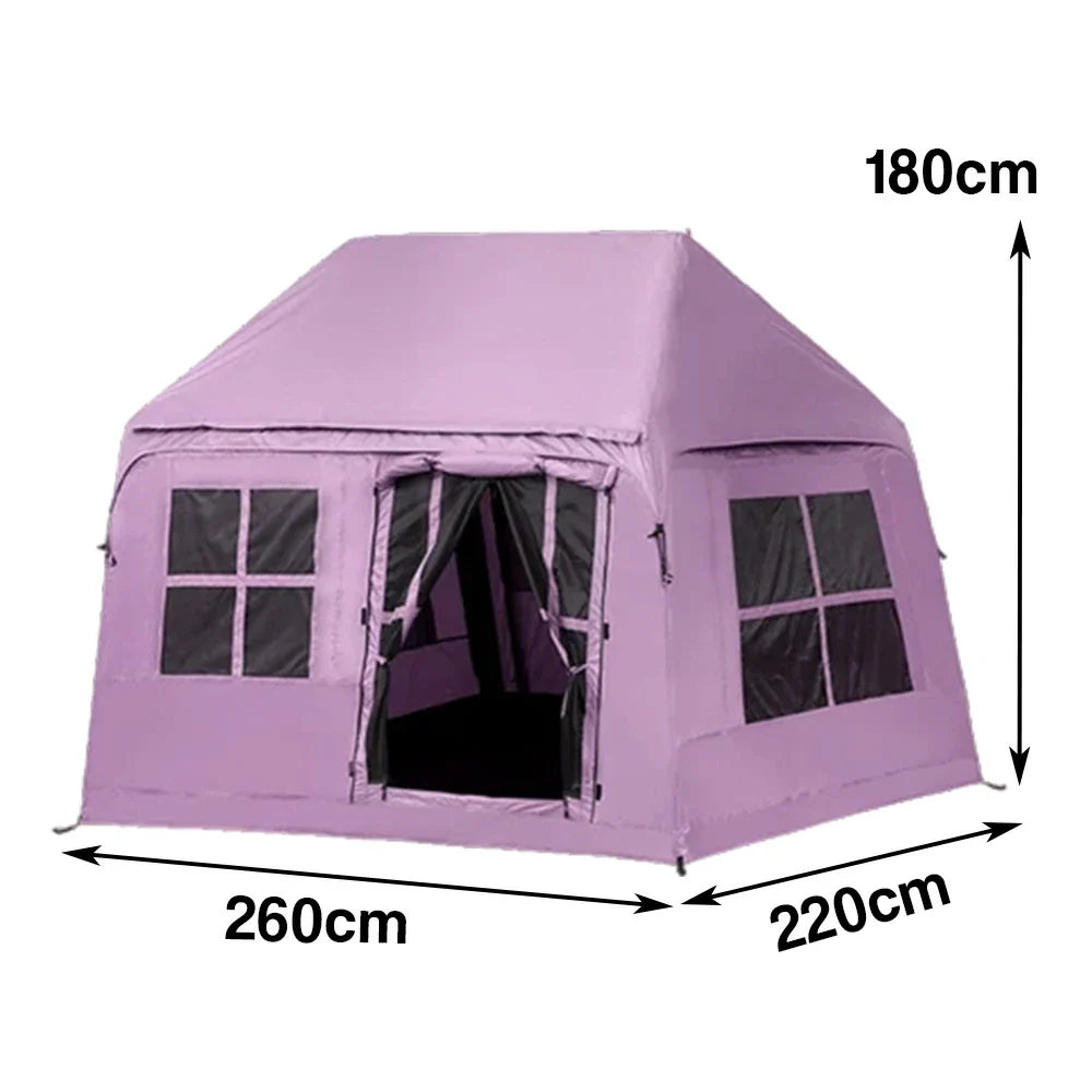 TREKKA Inflatable Cabin Camping Tent - Rapid Setup, Air-Beam Construction, Blackout Fabric, Spacious Family Shelter - Pink