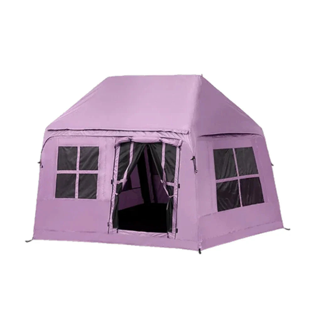TREKKA Inflatable Cabin Camping Tent - Rapid Setup, Air-Beam Construction, Blackout Fabric, Spacious Family Shelter - Pink
