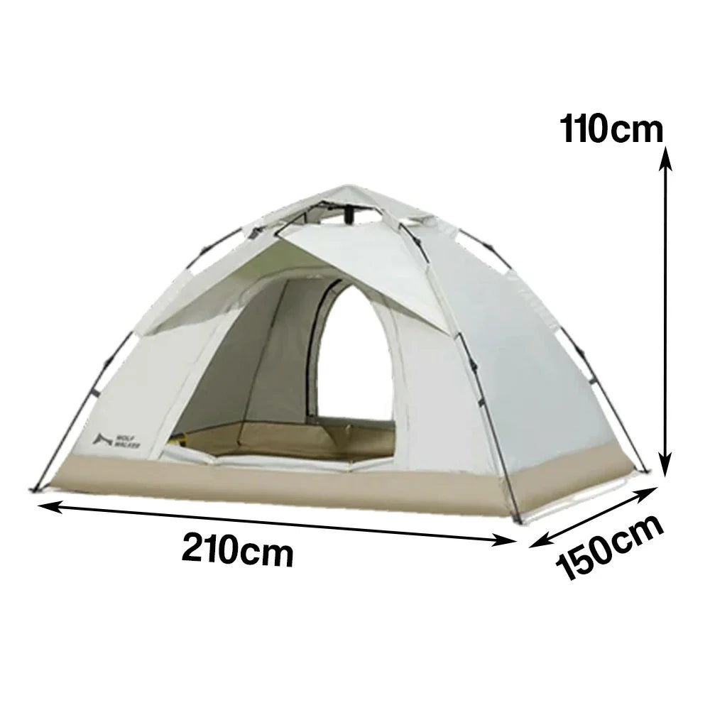 TREKKA Auto-Open Camping Tent UPF50+ - Silver-Coated UV Protection, Dual Door Design, Lightweight 2-3 Person Shelter - Off White