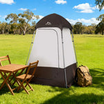 TREKKA Outdoor Camping Shower & Changing Tent - Privacy Design, Silver-Coated Fabric, Portable Quick Setup Shelter - Brown