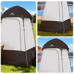 TREKKA Outdoor Camping Shower & Changing Tent - Privacy Design, Silver-Coated Fabric, Portable Quick Setup Shelter - Brown