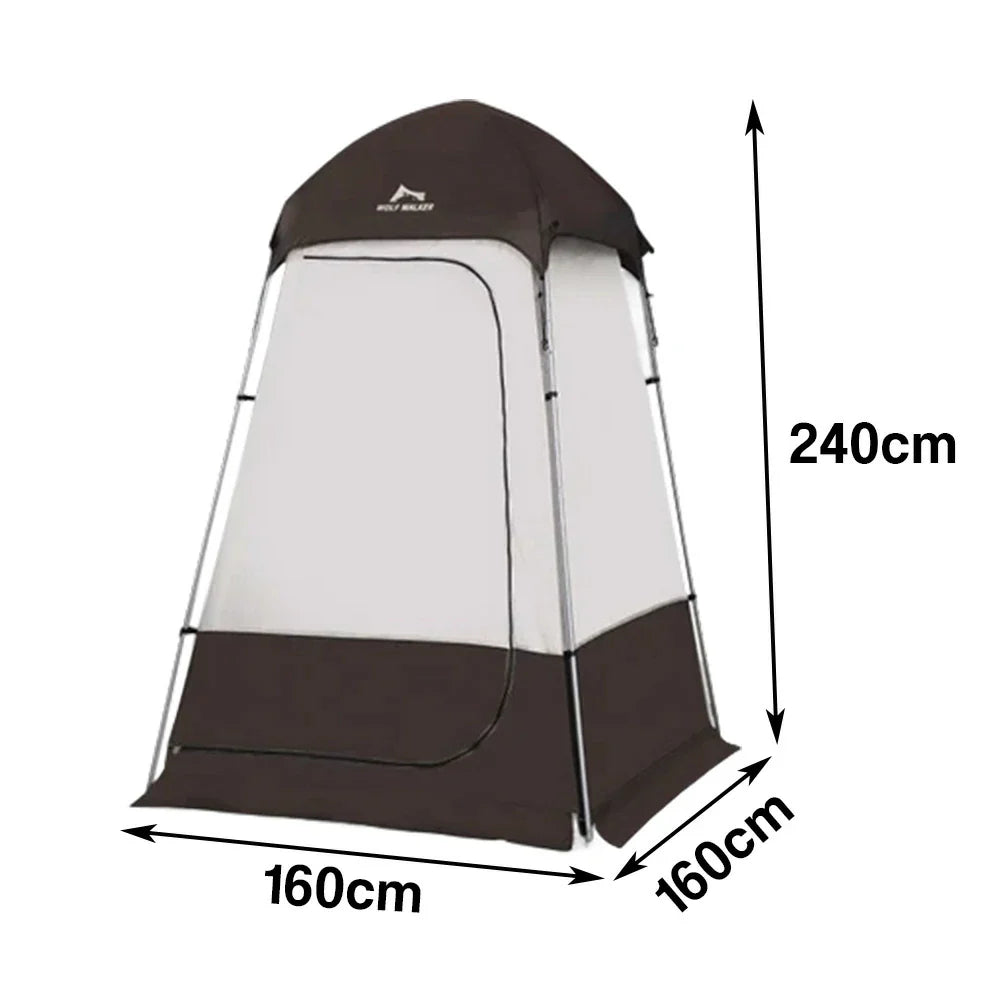 TREKKA Outdoor Camping Shower & Changing Tent - Privacy Design, Silver-Coated Fabric, Portable Quick Setup Shelter - Brown