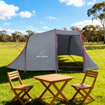 TREKKA Motorcycle Camping Tent with Extended Front Garage - Waterproof & Wind-Resistant, Spacious Touring Shelter - Grey