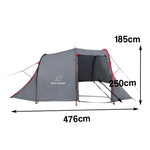 TREKKA Motorcycle Camping Tent with Extended Front Garage - Waterproof & Wind-Resistant, Spacious Touring Shelter - Grey
