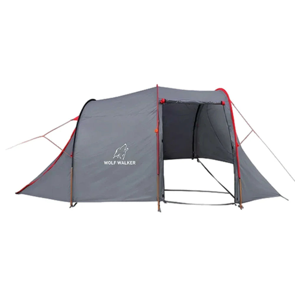 TREKKA Motorcycle Camping Tent with Extended Front Garage - Waterproof & Wind-Resistant, Spacious Touring Shelter - Grey
