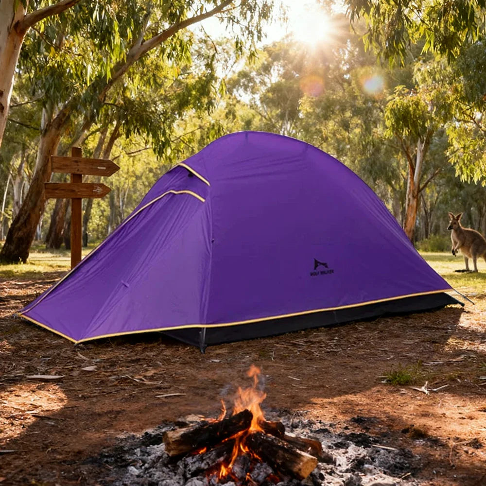 TREKKA Ultralight Silicone-Coated Hiking Tent - Windproof, Waterproof, Compact Backpacking Shelter - Purple