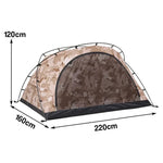 TREKKA Kangaroo-Style Camping Tent - Large Front Vestibule, Windproof & Waterproof, Stable Freestanding 2-Person Shelter - Yellow Camo