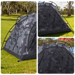 TREKKA Kangaroo-Style Camping Tent - Large Front Vestibule, Windproof & Waterproof, Stable Freestanding 2-Person Shelter - Grey Camo