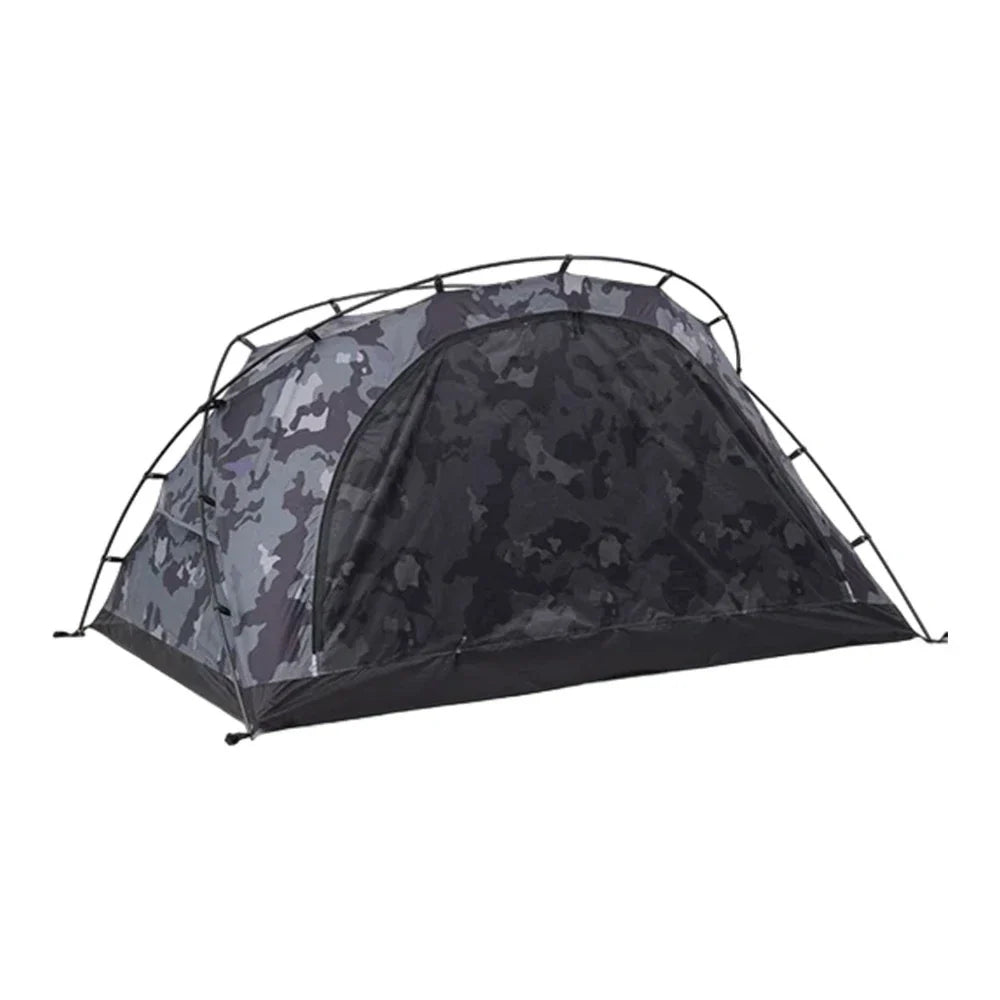 TREKKA Kangaroo-Style Camping Tent - Large Front Vestibule, Windproof & Waterproof, Stable Freestanding 2-Person Shelter - Grey Camo