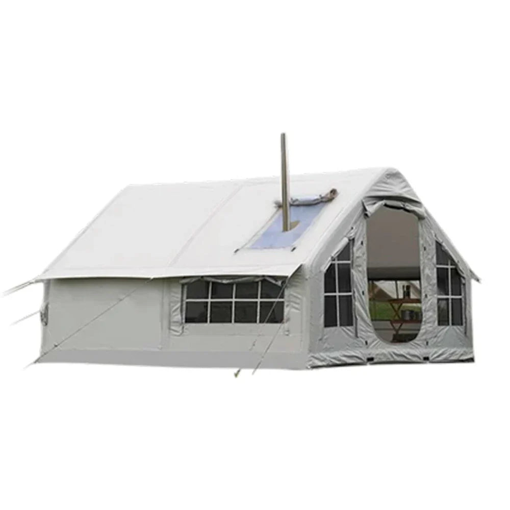 TREKKA 10 Square Meter Integrated Inflatable Camping Tent with Stove Jack & Air Pump - Waterproof, Spacious All-Season Shelter Wind-Resistant  - Grey