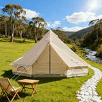 TREKKA 14 Square Meter Large Indian-Style Camping Tent Durable Poly Spacious Interior, Cotton Fabric, All-Season Outdoor Shelter - Beige