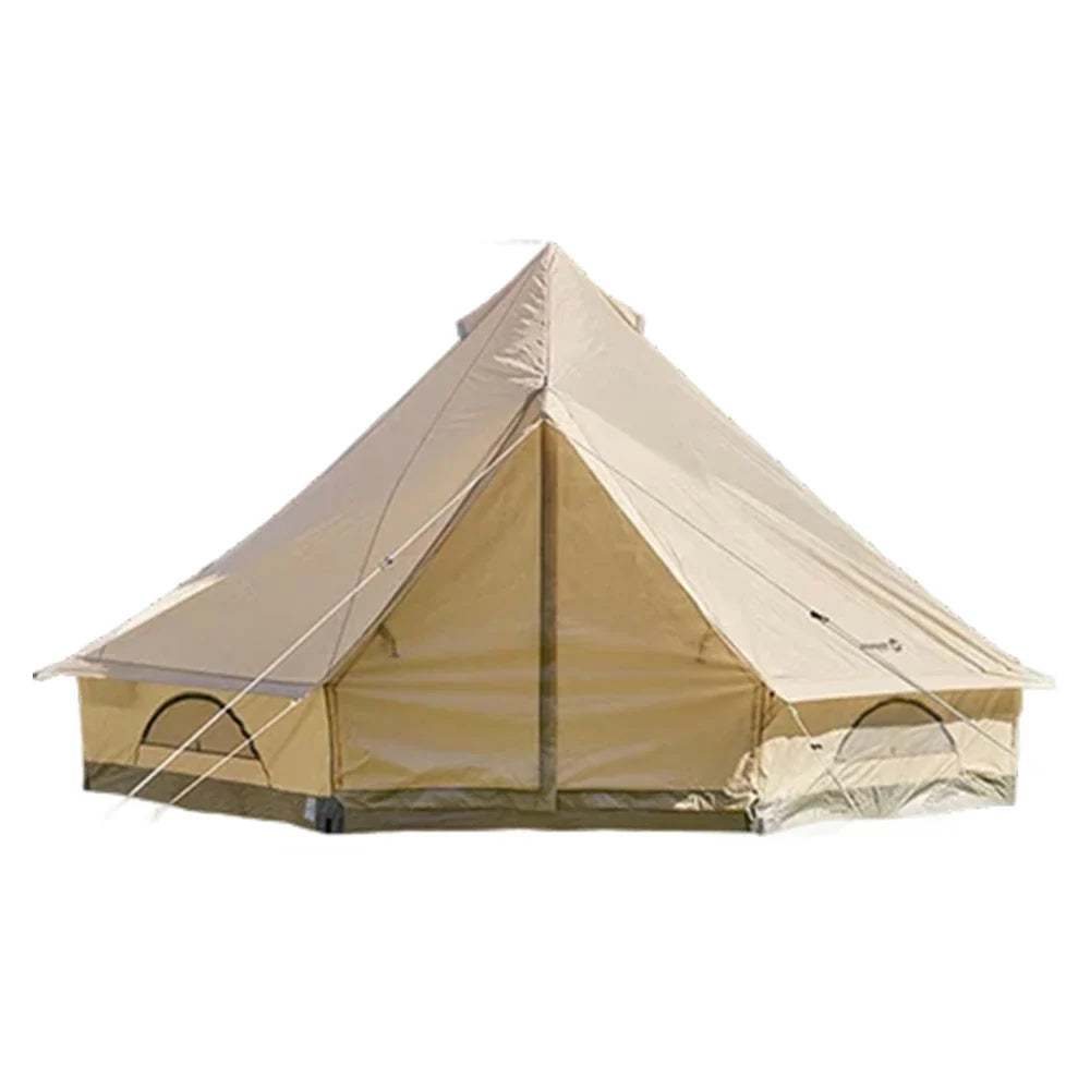 TREKKA 14 Square Meter Large Indian-Style Camping Tent Durable Poly Spacious Interior, Cotton Fabric, All-Season Outdoor Shelter - Beige