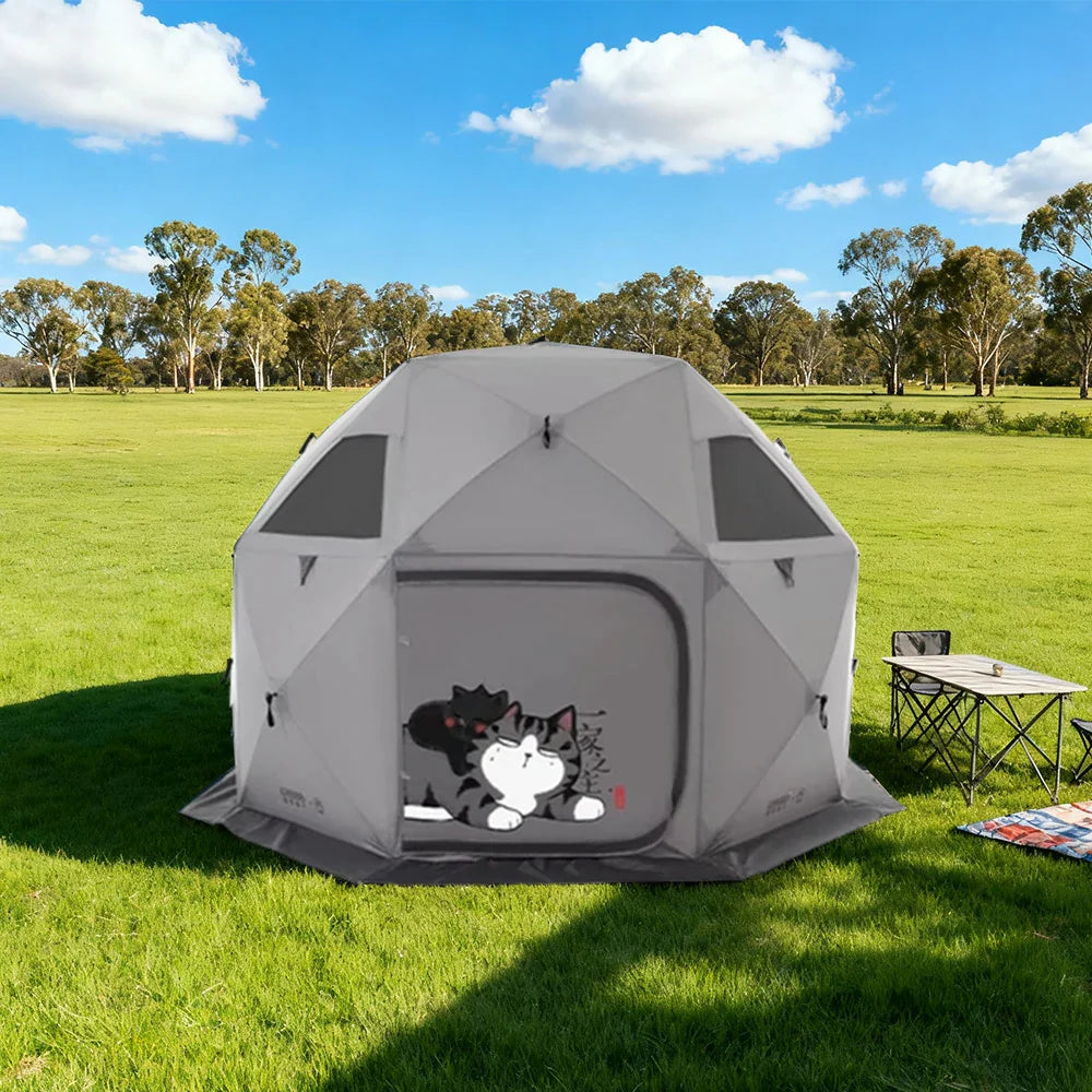 TREKKA Automatic Pop-Up Camping Tent - Instant Setup, Stable Dome Structure, Ventilated Windows, Spacious 2-4 Person Outdoor Shelter - Elephant Grey