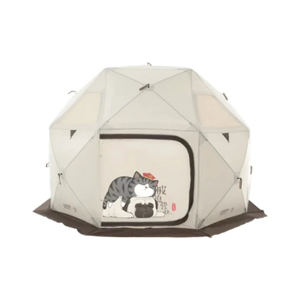 TREKKA Automatic Pop-Up Camping Tent - Instant Setup, Stable Dome Structure, Ventilated Windows, Spacious 2-4 Person Outdoor Shelter - Beige