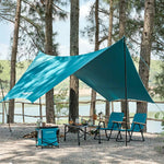 TREKKA 22 Square Meters Hexagonal Camping Tarp Shelter Waterproof Sunshade for 4-8 People - Blue