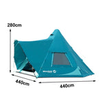 TREKKA 20 Square Meter Inflatable Cotton-Touch Tent Waterproof, Spacious 4-8 Person Shelter - Blue