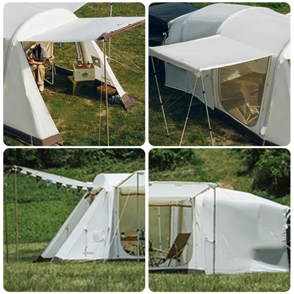 TREKKA Connectable Tunnel Camping Tent Spacious Multi-Room Shelter, Windproof & Waterproof Outdoor Setup - White