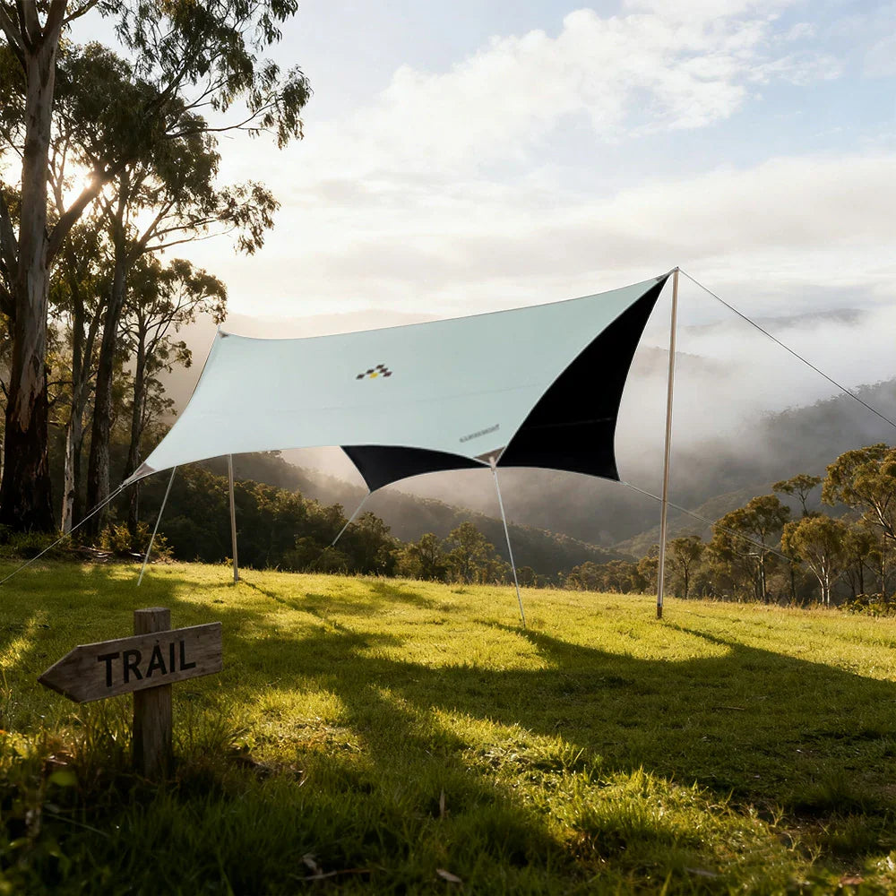 TREKKA 20 Square Meter Hexagonal Blackout Canopy - UPF50 Plus Sun Protection Oxford Shade Shelter - Mint Green